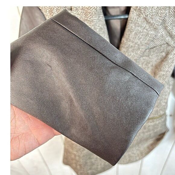 Michael Kors Women Jacket Brown Faux Leather Sleeve Tweed Size 4 - Picture 8 of 12